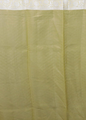 Yellow Kora Silk Saree With Blouse Piece