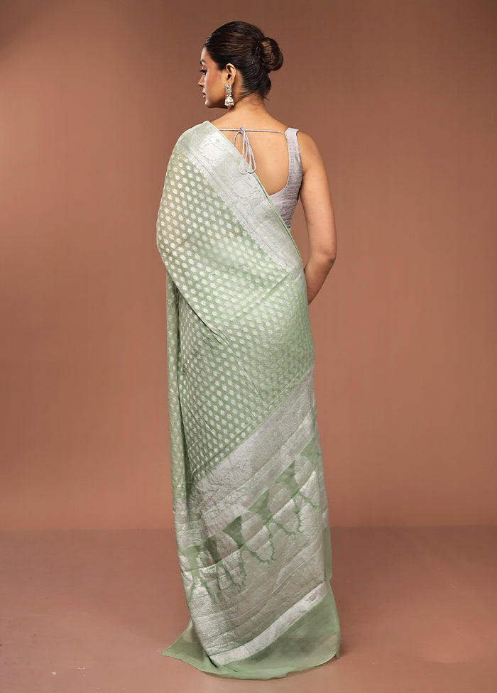 Green Kora Silk Saree With Blouse Piece