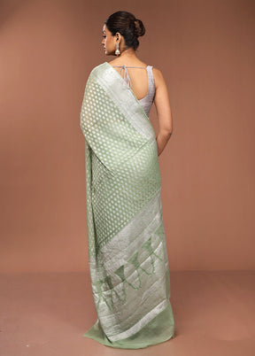 Green Kora Silk Saree With Blouse Piece