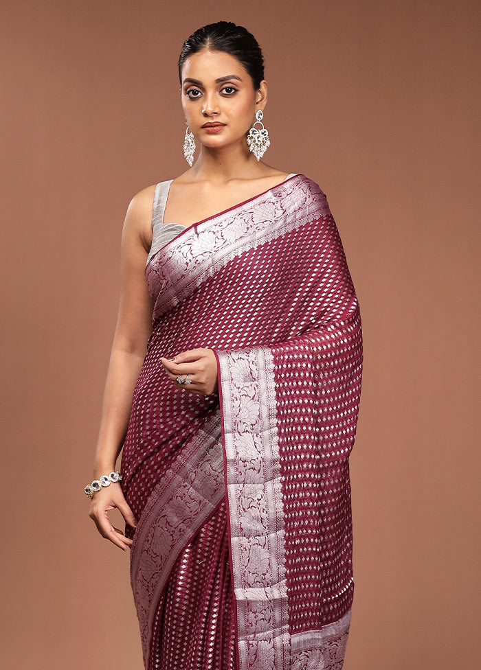 Purple Kora Silk Saree With Blouse Piece