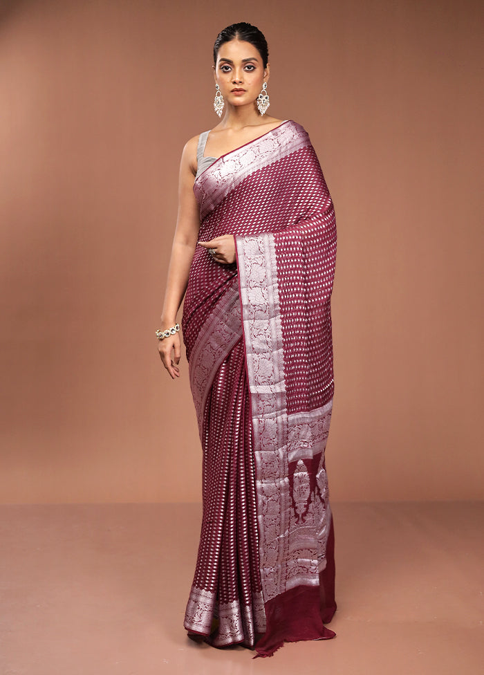 Purple Kora Silk Saree With Blouse Piece