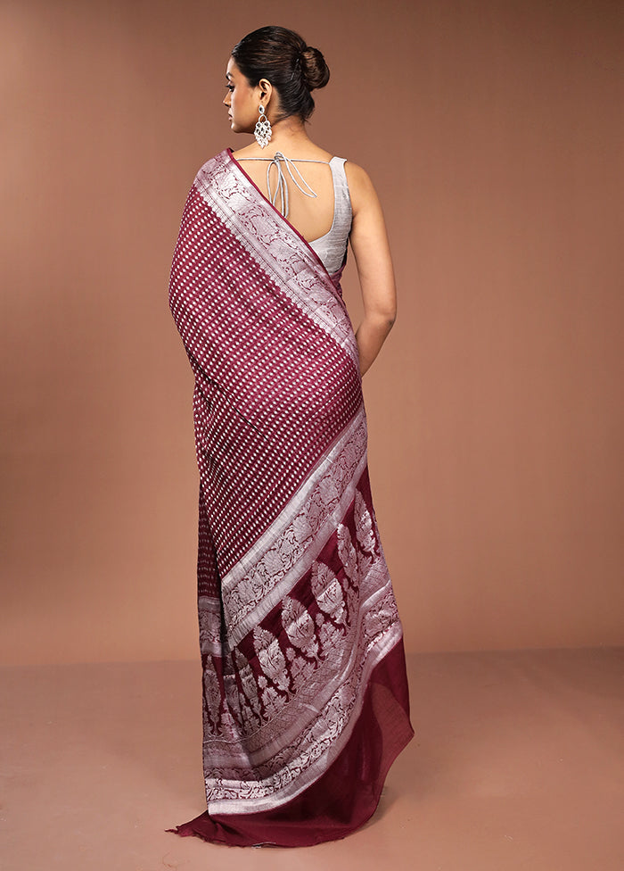 Purple Kora Silk Saree With Blouse Piece