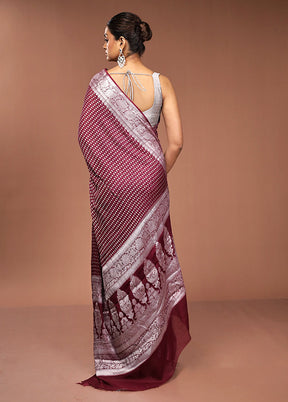 Purple Kora Silk Saree With Blouse Piece