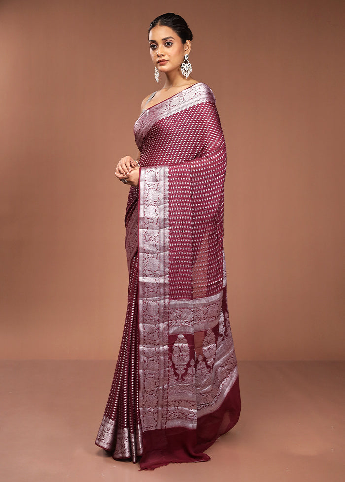 Purple Kora Silk Saree With Blouse Piece