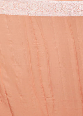 Peach Kora Silk Saree With Blouse Piece