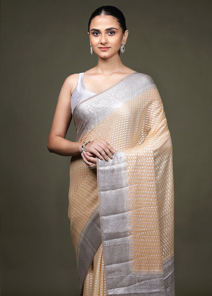 Pink Handloom Kora Pure Silk Saree With Blouse Piece