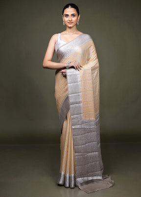 Pink Handloom Kora Pure Silk Saree With Blouse Piece