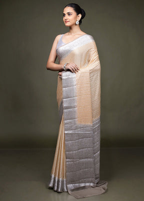 Pink Handloom Kora Pure Silk Saree With Blouse Piece