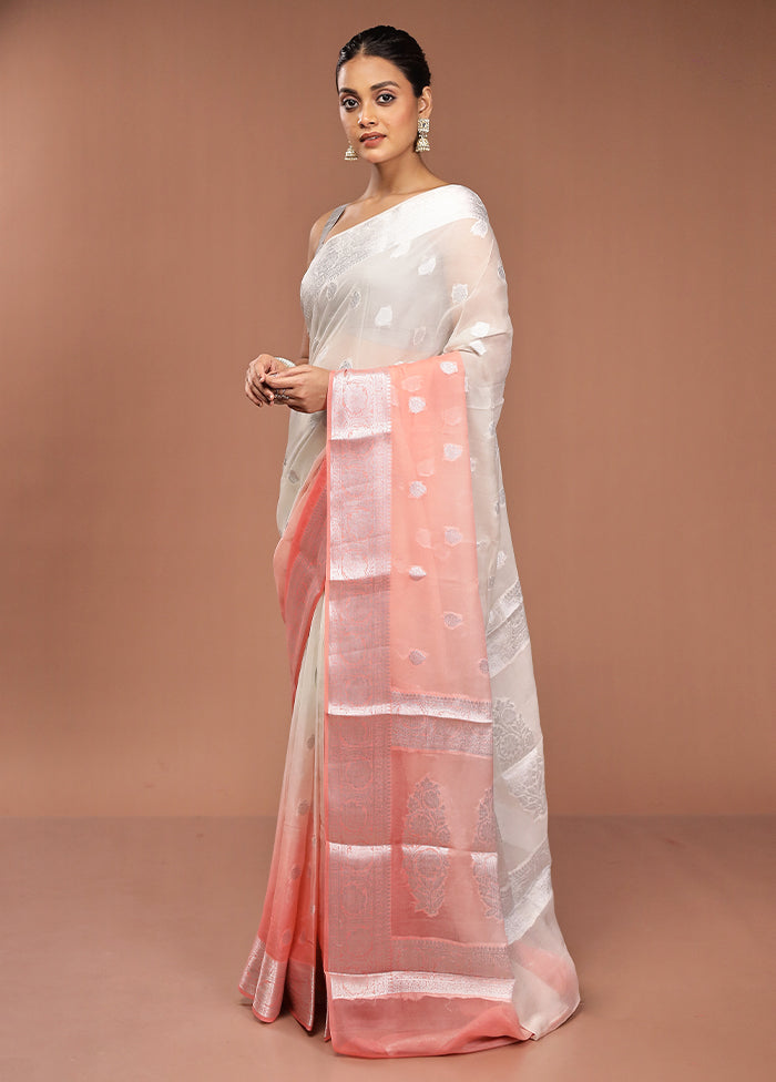 Pink Handloom Kora Pure Silk Saree With Blouse Piece