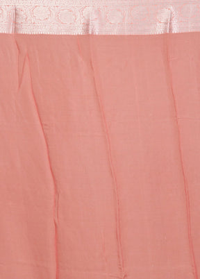 Pink Handloom Kora Pure Silk Saree With Blouse Piece