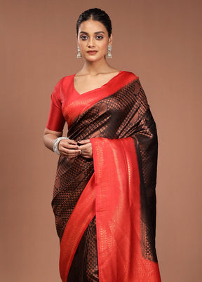 Black Dupion Silk Saree With Blouse Piece