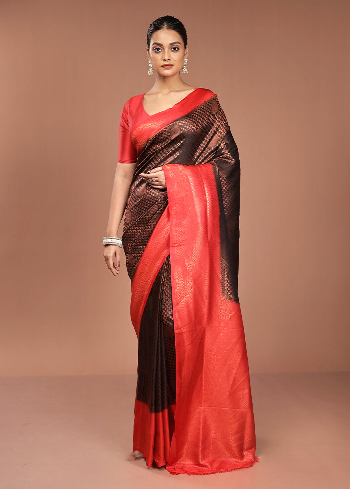 Black Dupion Silk Saree With Blouse Piece