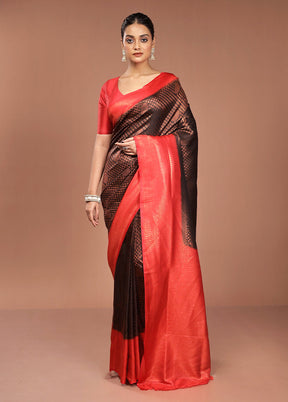 Black Dupion Silk Saree With Blouse Piece