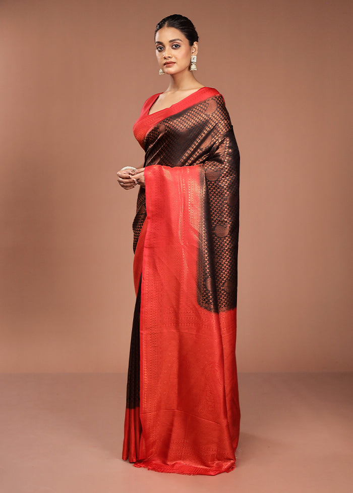 Black Dupion Silk Saree With Blouse Piece
