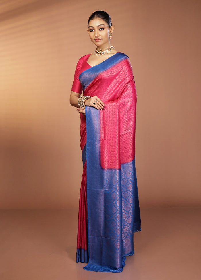 Pink Dupion Silk Saree With Blouse Piece