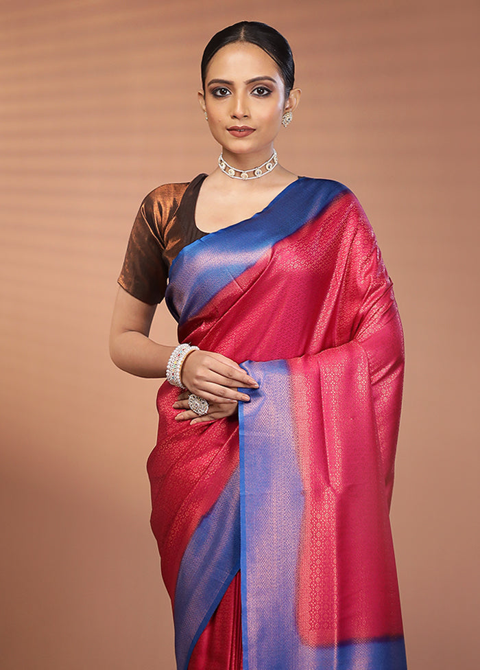 Pink Dupion Silk Saree With Blouse Piece