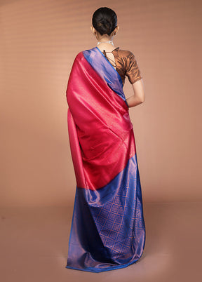 Pink Dupion Silk Saree With Blouse Piece