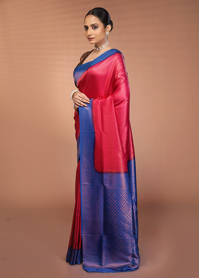 Pink Dupion Silk Saree With Blouse Piece
