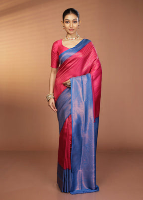 Pink Dupion Silk Saree With Blouse Piece