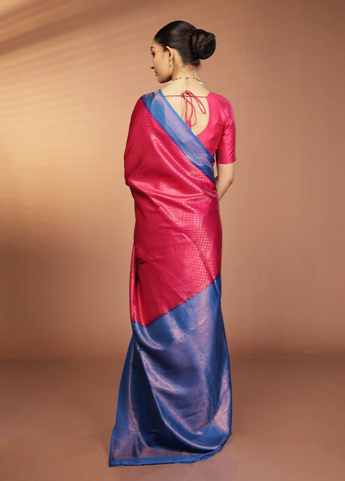 Pink Dupion Silk Saree With Blouse Piece