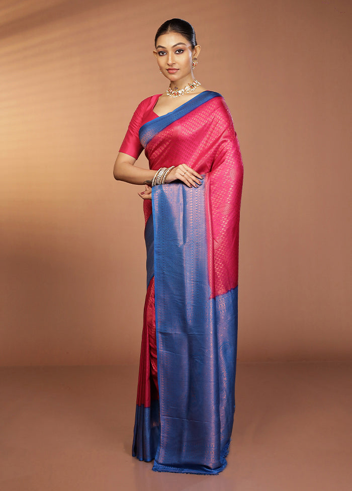 Pink Dupion Silk Saree With Blouse Piece