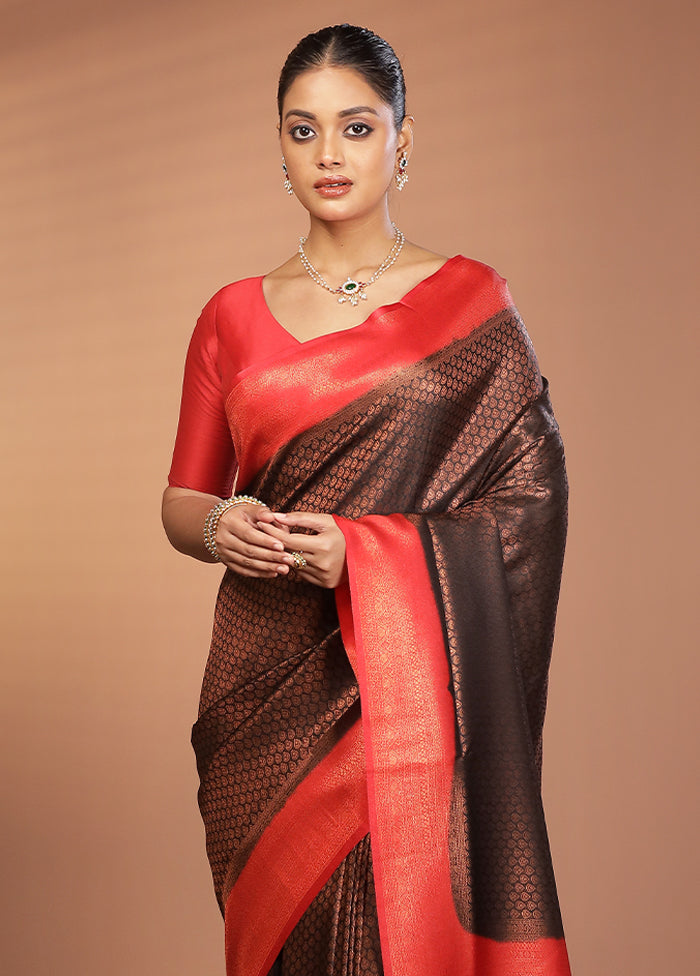 Black Dupion Silk Saree With Blouse Piece
