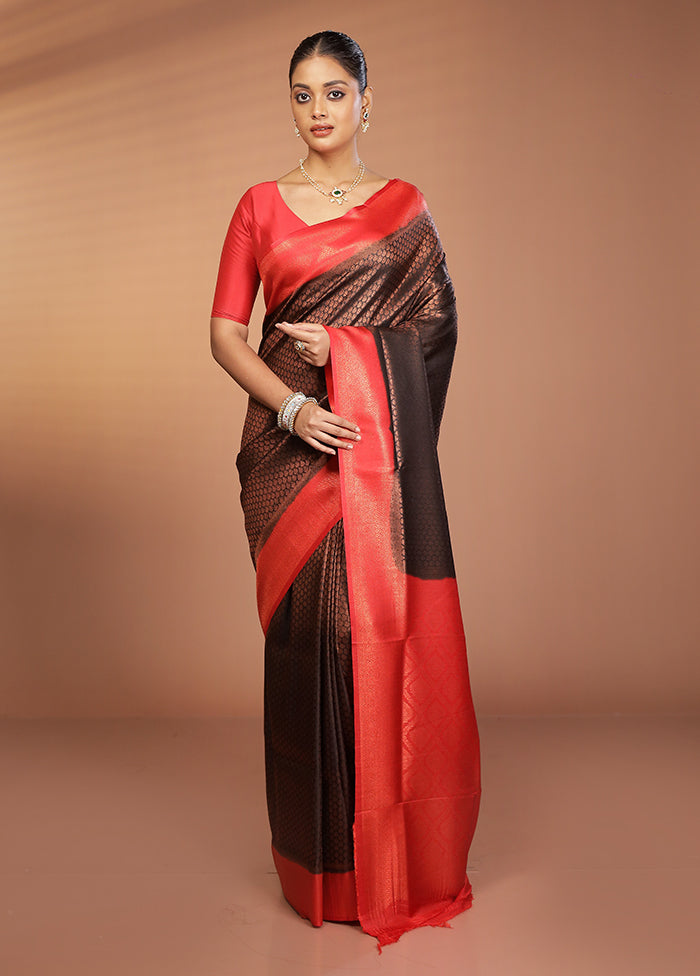 Black Dupion Silk Saree With Blouse Piece