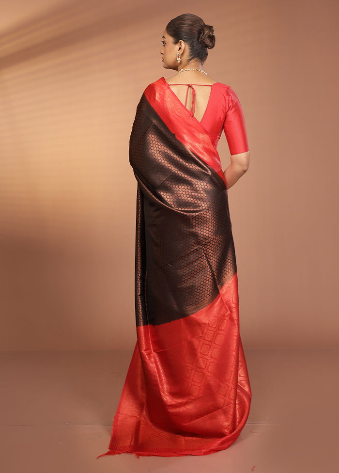 Black Dupion Silk Saree With Blouse Piece