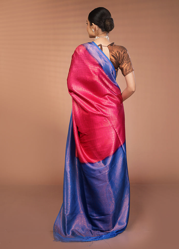 Pink Dupion Silk Saree With Blouse Piece