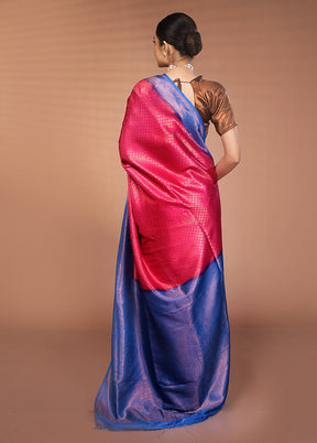 Pink Dupion Silk Saree With Blouse Piece