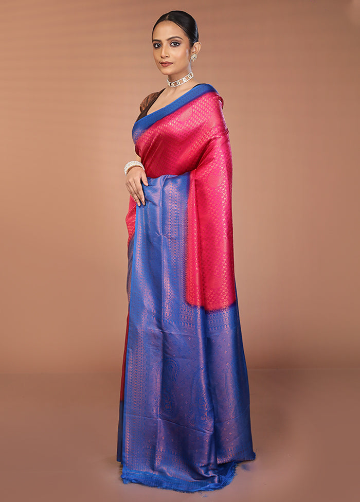Pink Dupion Silk Saree With Blouse Piece