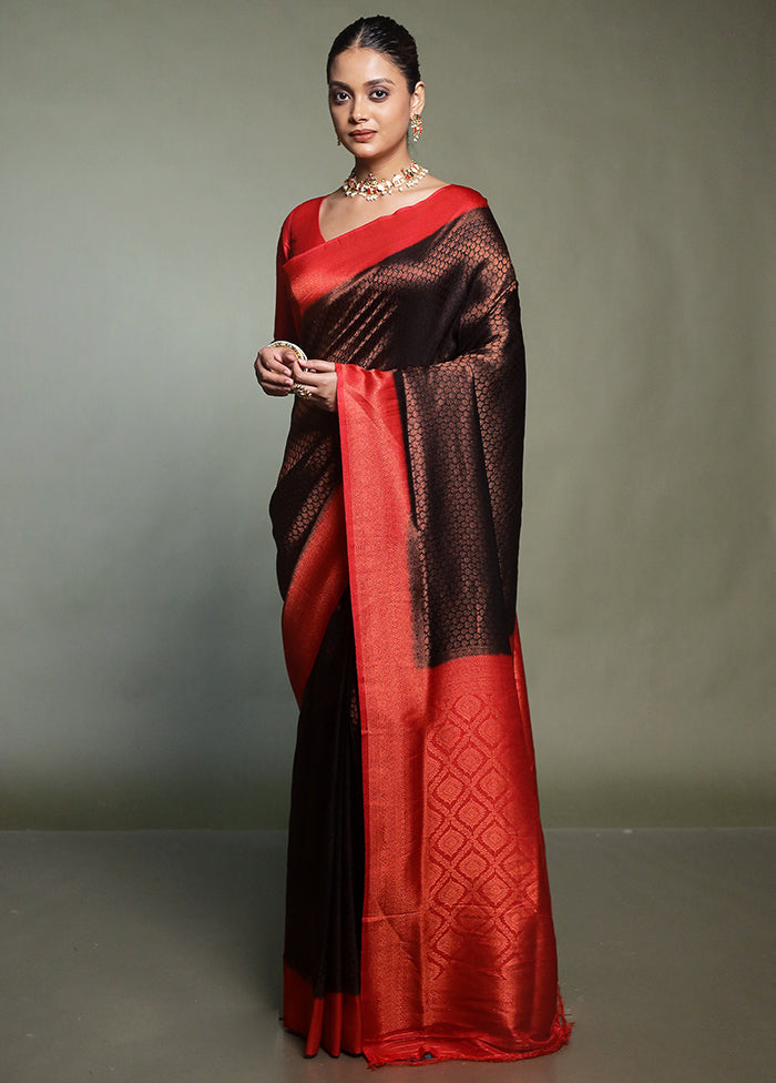 Black Dupion Silk Saree With Blouse Piece