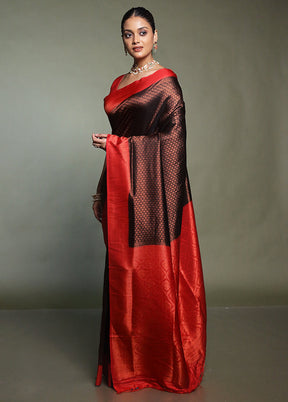 Black Dupion Silk Saree With Blouse Piece