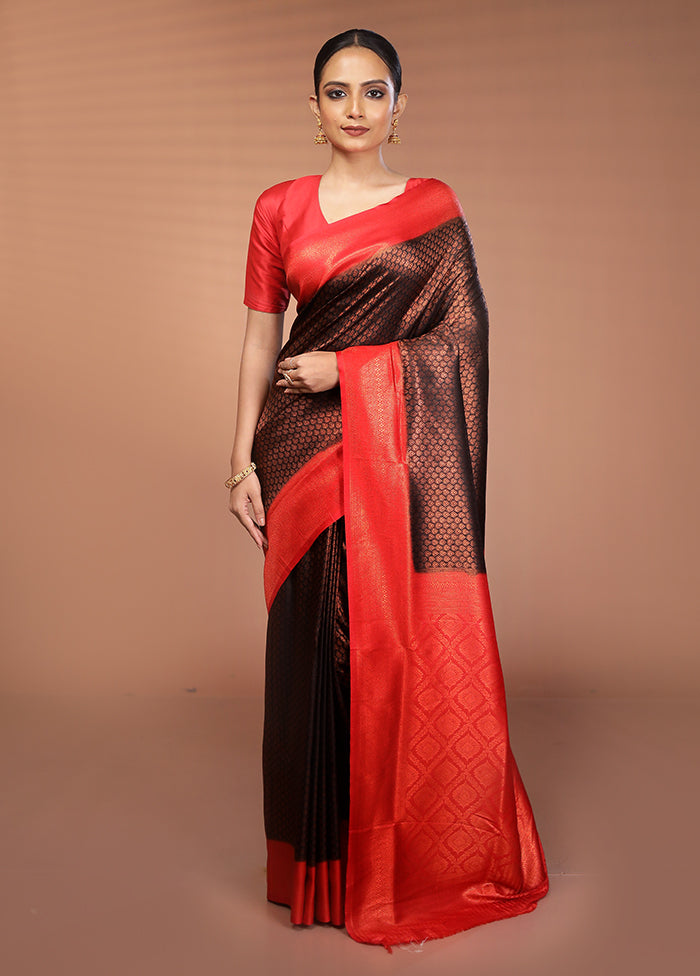 Black Dupion Silk Saree With Blouse Piece