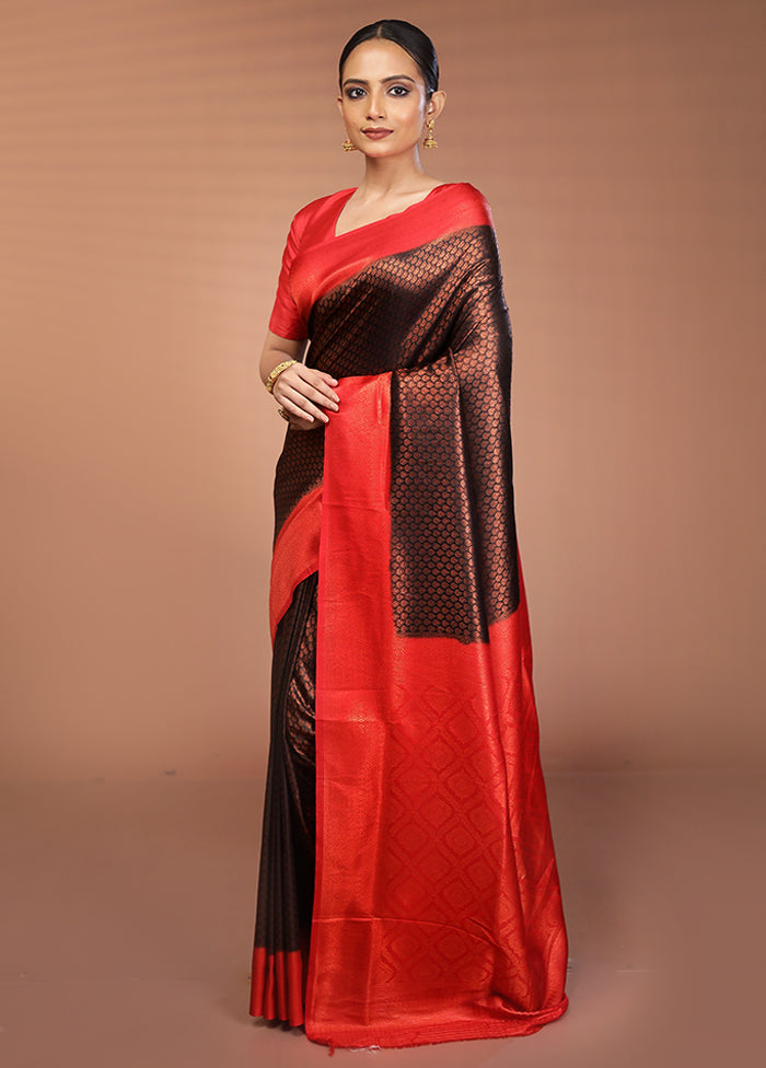 Black Dupion Silk Saree With Blouse Piece