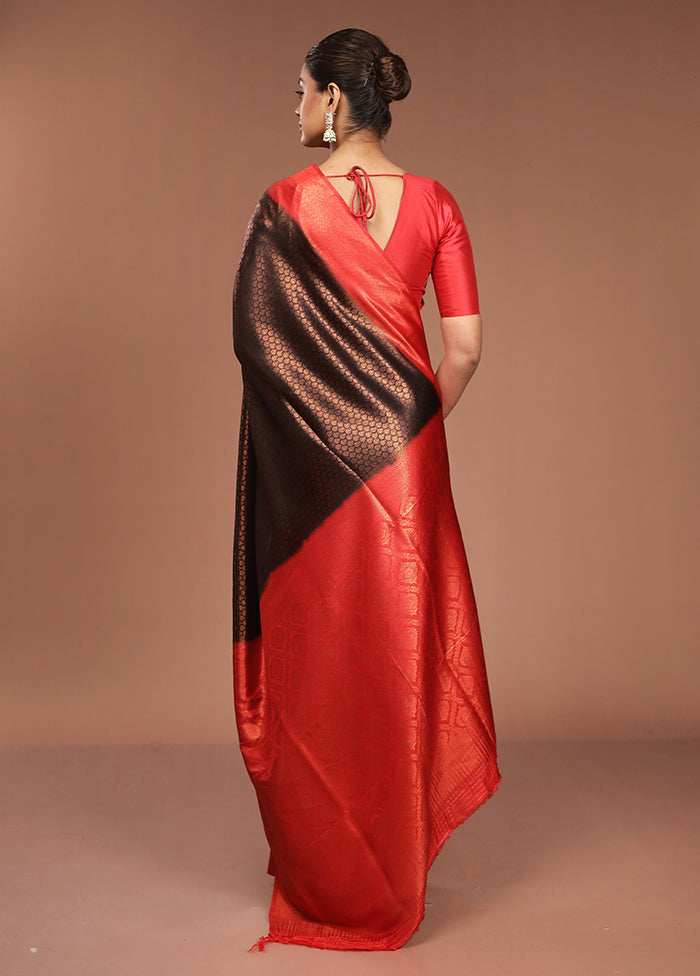Black Dupion Silk Saree With Blouse Piece