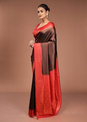 Black Dupion Silk Saree With Blouse Piece