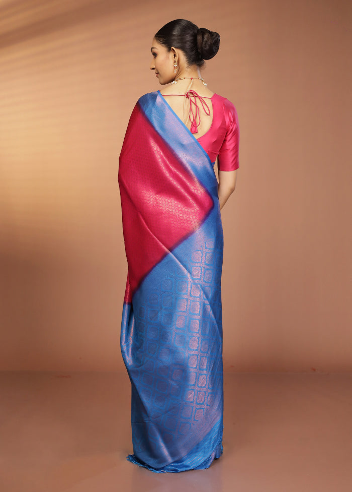 Pink Dupion Silk Saree With Blouse Piece