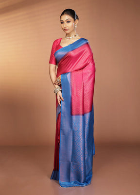 Pink Dupion Silk Saree With Blouse Piece