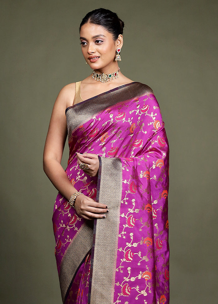 Purple Dupion Silk Saree With Blouse Piece