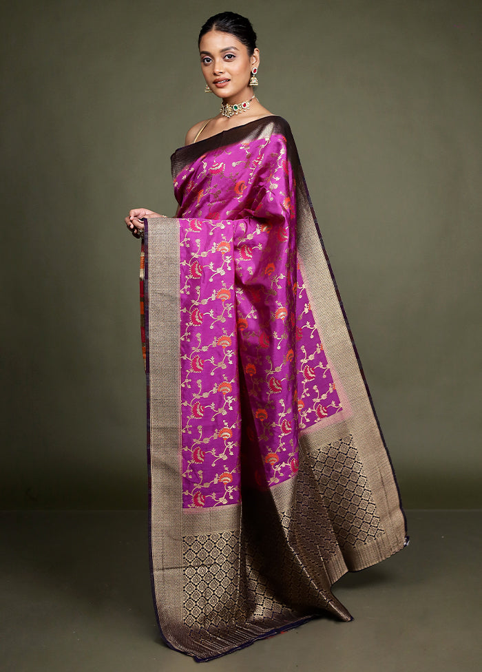 Purple Dupion Silk Saree With Blouse Piece