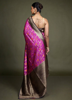 Purple Dupion Silk Saree With Blouse Piece