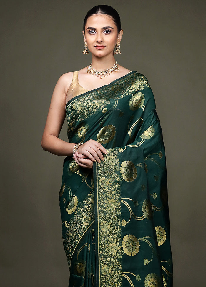 Green Dupion Silk Saree With Blouse Piece