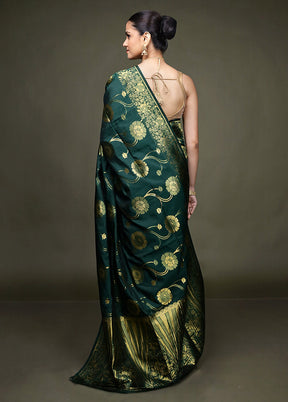 Green Dupion Silk Saree With Blouse Piece