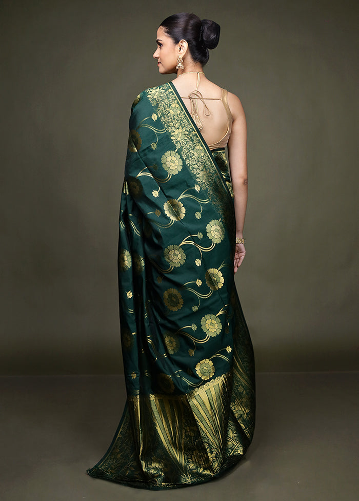 Green Dupion Silk Saree With Blouse Piece