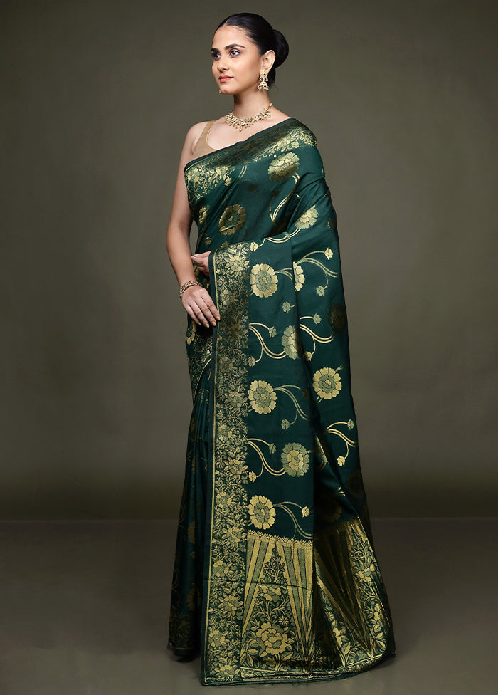 Green Dupion Silk Saree With Blouse Piece