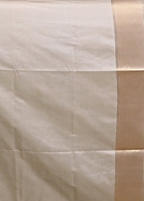 Cream Dupion Silk Saree With Blouse Piece