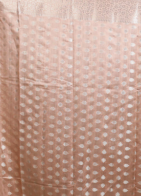 Peach Handloom Dupion Pure Silk Saree With Blouse Piece