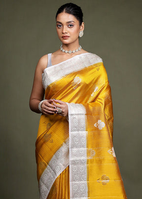 Rust Handloom Dupion Pure Silk Saree With Blouse Piece