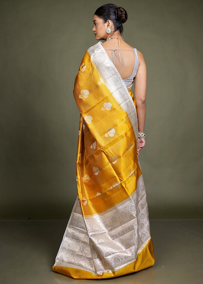 Rust Handloom Dupion Pure Silk Saree With Blouse Piece